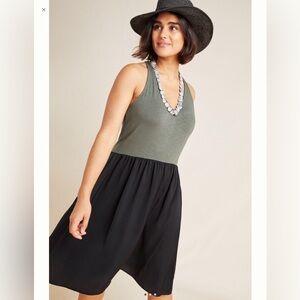 ANTHROPOLOGIE Dolan Fabiana Knit Two Tone Mini Dress Black/Green Size Large